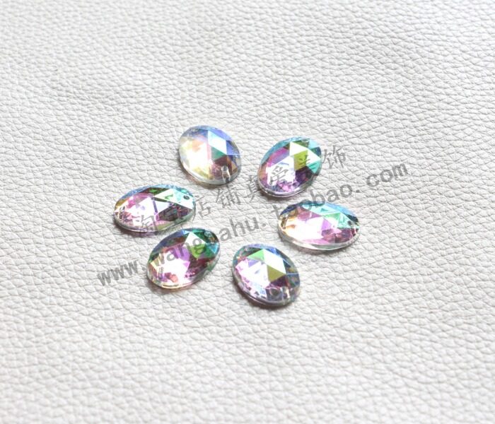 10 * 14mm13 * 18mm18 * 25mm Oval White AB Color Taiwan Acrylic Hand Sewn garment Decorative Drill