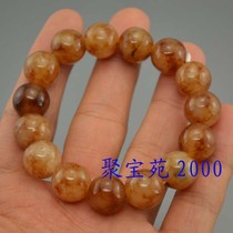 Dark chicken blood jade bracelet chicken blood stone bracelet mens and womens round bead bracelet quartz rock jade floating flower bracelet hand ornaments