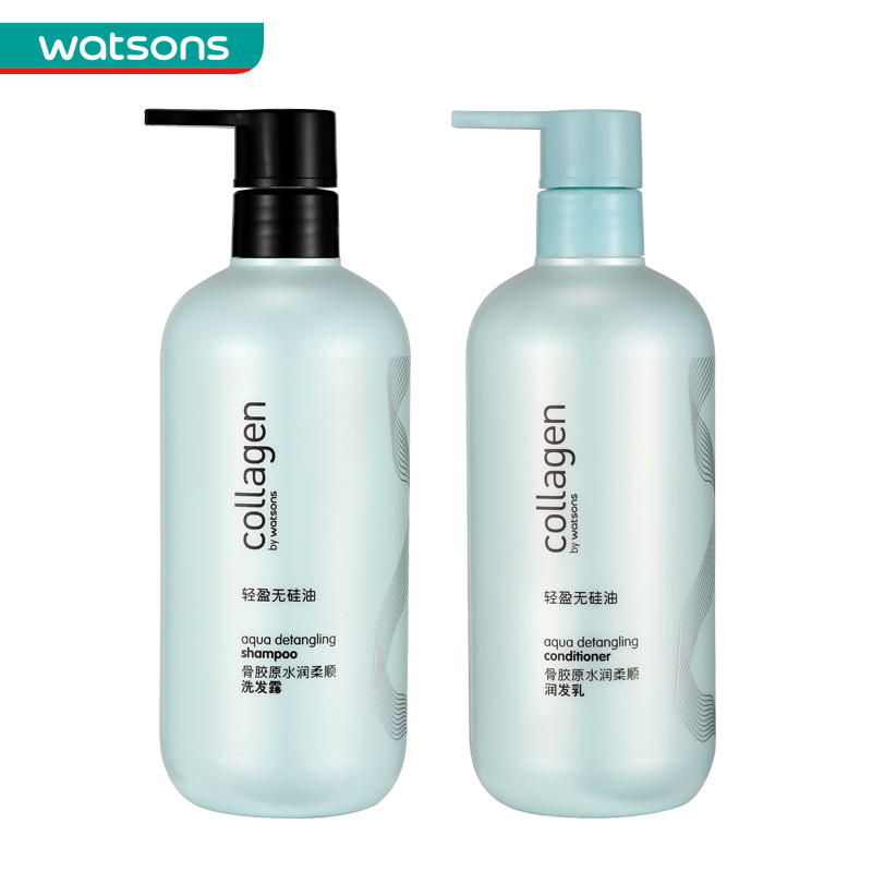 组合价 屈臣氏骨胶原水润柔顺润发乳500ml+洗发露500ml