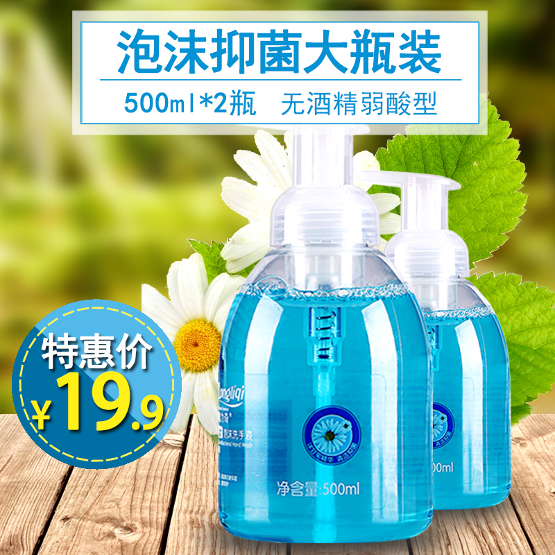 隆力奇泡沫型温和杀菌滋润保湿花香儿童抑菌洗手液500ml*2瓶家用