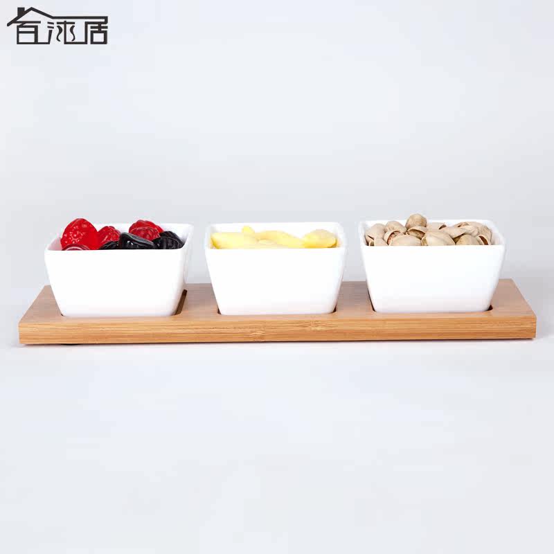 百沐居陶瓷零食盘 日式简约分格水果盘 创意点心盘调味碟水果拼盘