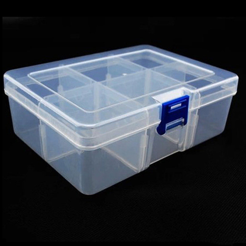 Thickened Large Number 6 lattice transparent plastic case Plastic containing box finishing box Parts box First decorated box storage box