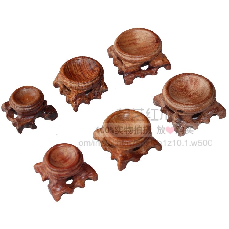 Red Wood Handicraft Woody Crystal Ball Base Egg Carving with Gourd Base Walnut Base Wood Sculpture Pendulum