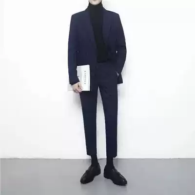 Korean fashion double-breasted suit suit men British slim casual professional dress suit men's singles