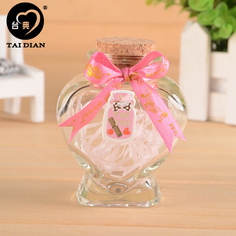 Taiwan classic 3-1 paper silk small peach heart glass bottle lucky star bottle creative gift home birthday novelty small goods
