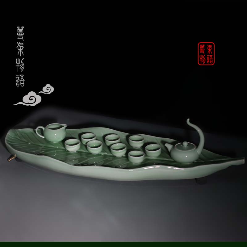 High - grade move kung fu tea set key-2 luxury elegant celadon kung fu tea set tea service