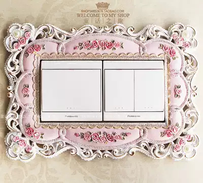 European vintage home decoration pastoral switch sleeve plug lace Rose double switch resin switch sticker