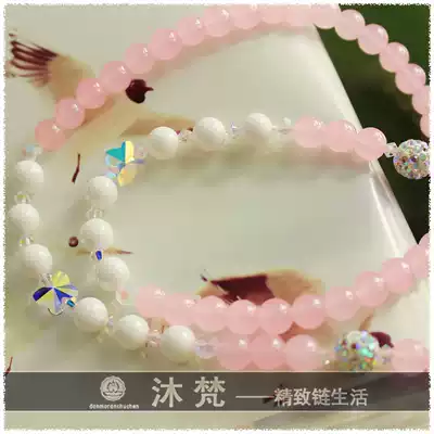 Thailand 925 sterling silver Buddha chain powder chalcedony White Buddha chain necklace butterfly New Fashion Women