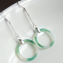 Original new natural agate color everything is successful lucky jade earrings 925 silver hook earrings earrings