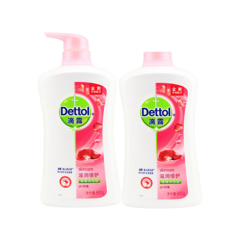 detool滴露健康沐浴露滋润倍护650ml*2瓶组合装PH均衡