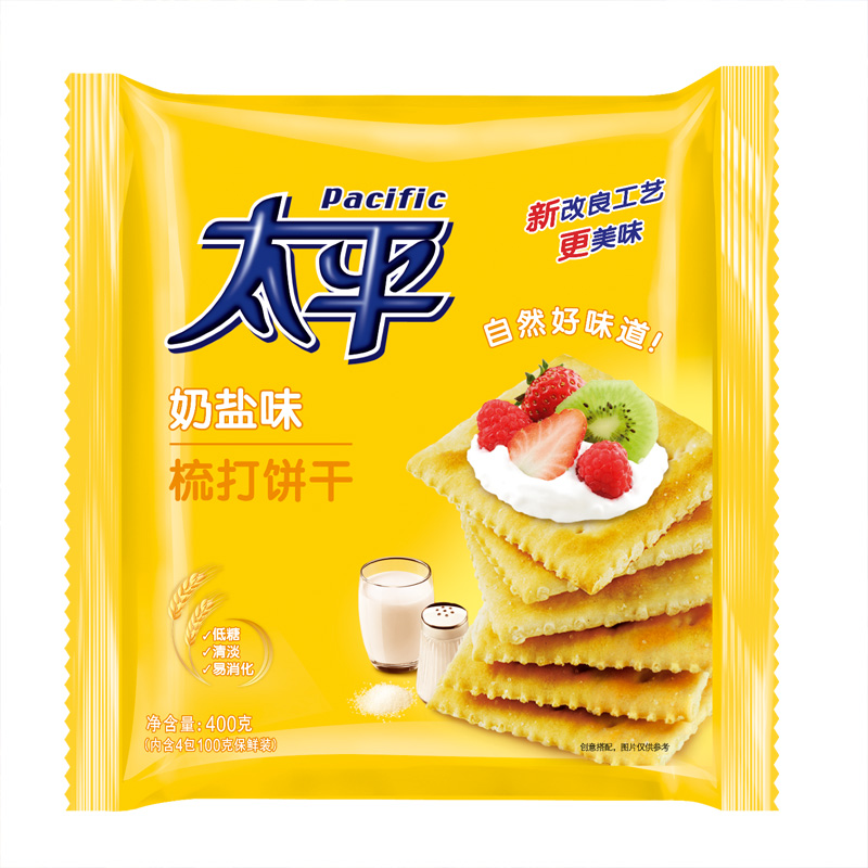 【天猫超市】亿滋 太平梳打饼干加铁奶盐味400g 香脆美味