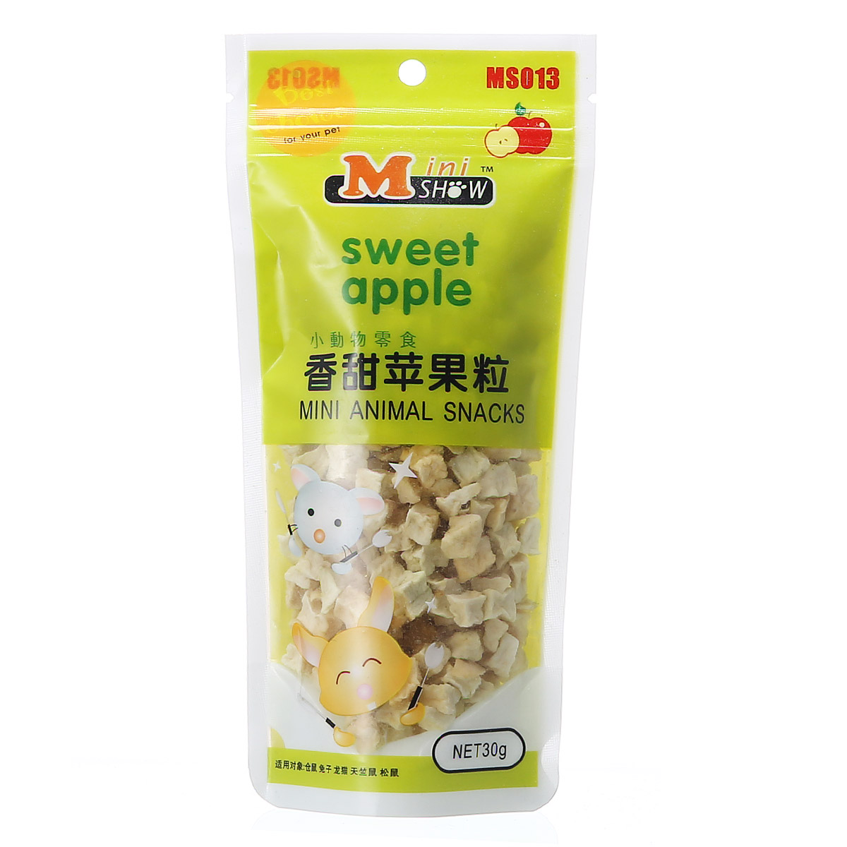 波奇网小宠零食Minishow迷你秀仓鼠/龙猫/兔子零食-香甜苹果粒30g