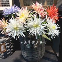Simulation silk flower exquisite single branch crab claws chrysanthemum home balcony living room decoration simulation flower silk flower bouquet matching