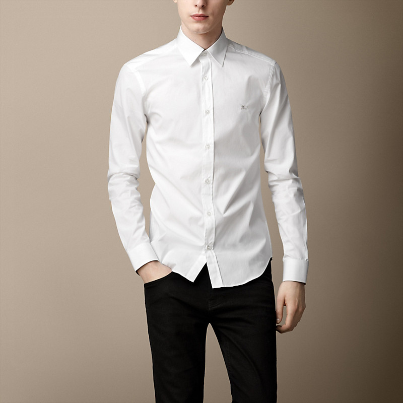 BURBERRY/博柏利男士格子装饰弹力棉质衬衫 37758711