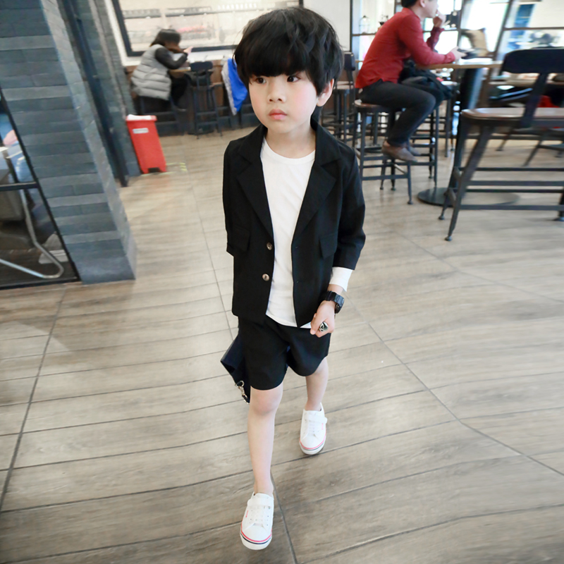 2019 Suit mùa hè trẻ em trai tinh khiết Màu Suit Set Childrens bông nhỏ Hai mảnh hoa trẻ em ăn mặc.