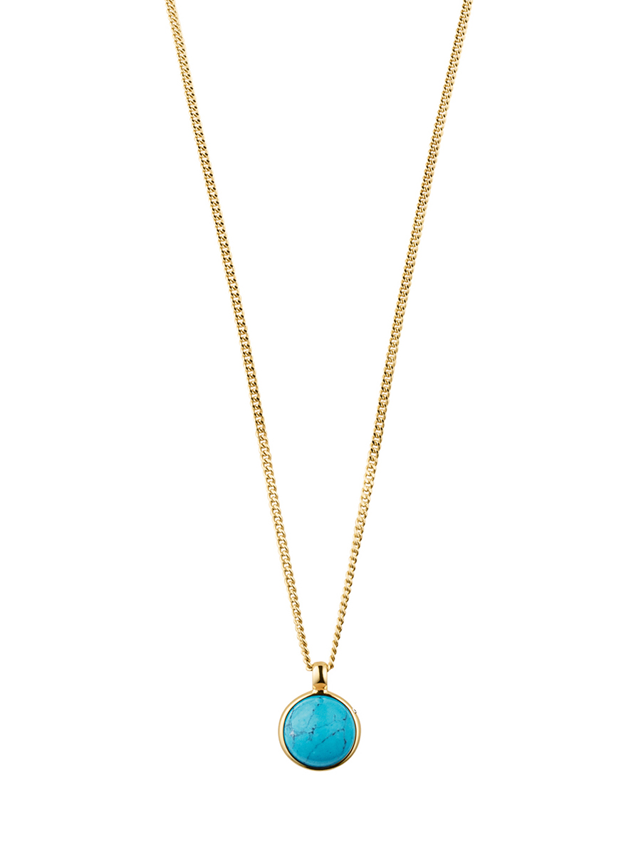 DYRBERG/KERN 金色色彩系列长款青色拼接项链