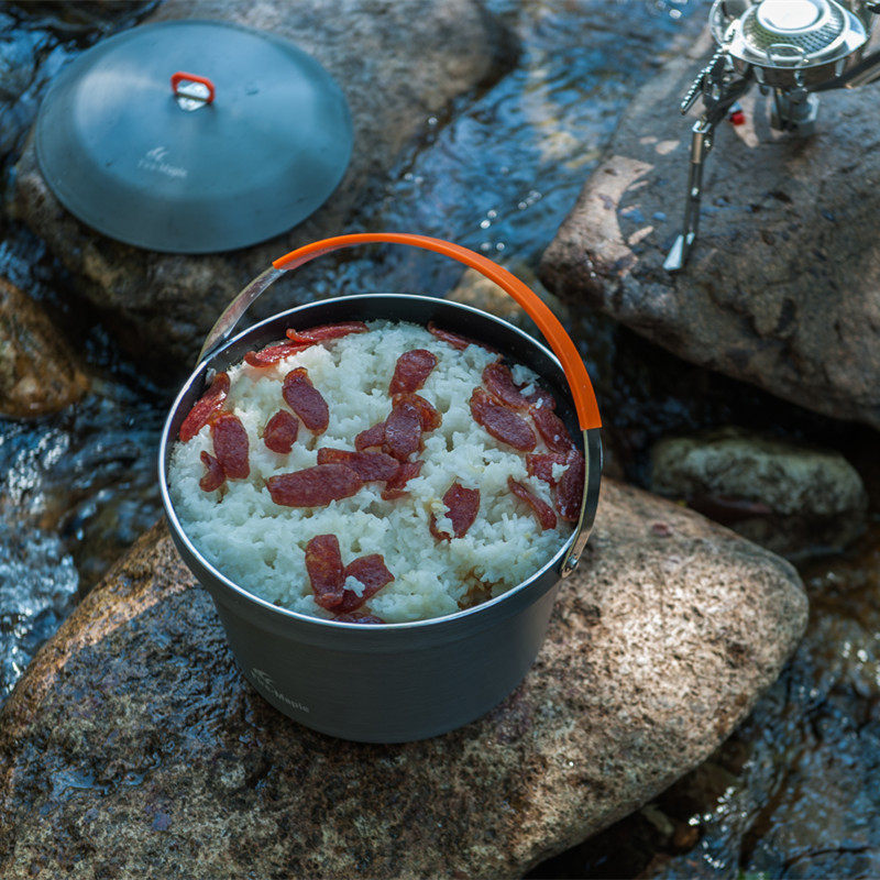 Huomae New Feast Rice Pot 4-6 People Outdoor Picnic Hot Pot Camping Cookware Soup Pot Large Capacity Cooking Hanging Pot