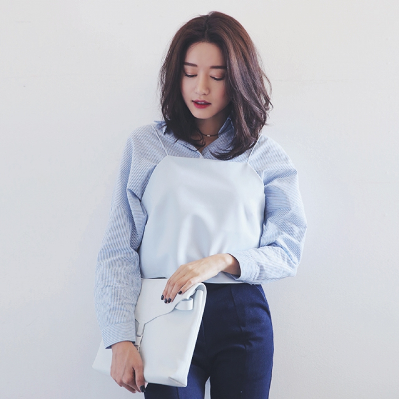 韩国stylenanda官方正品 唯美纯色吊带式背心-天蓝色