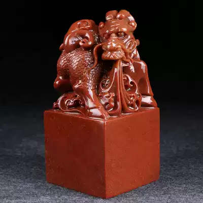 Shoushan stone boutique Alpine frozen stone unicorn jade seal carving name collection calligraphy and painting chapter gold stone seal carving