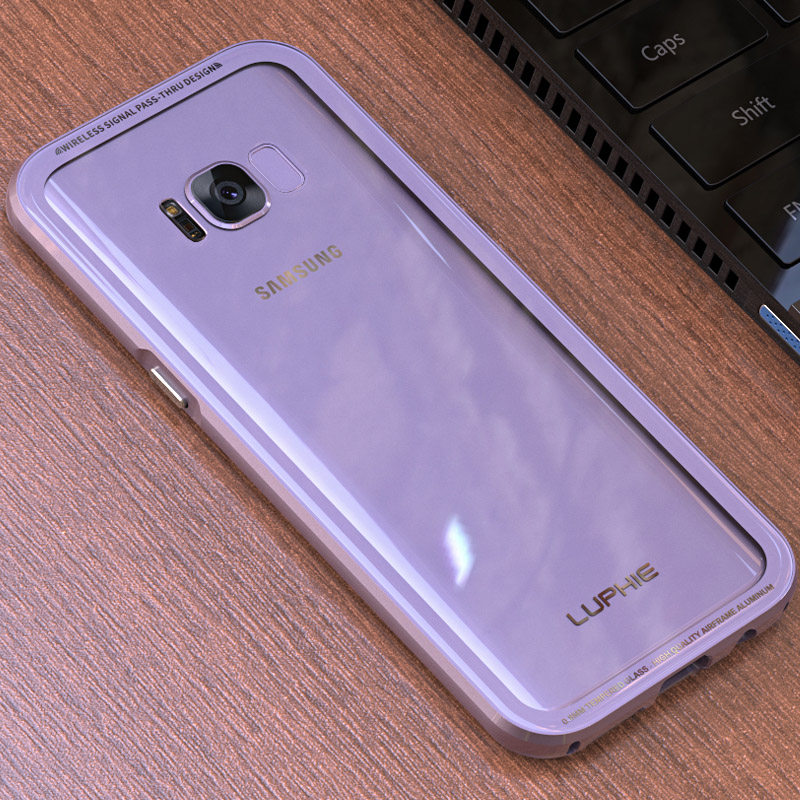 Luphie iGlass Airframe Aluminum Bumper Air Barrier Tempered Glass Back Case Cover for Samsung Galaxy S8 Plus & Galaxy S8