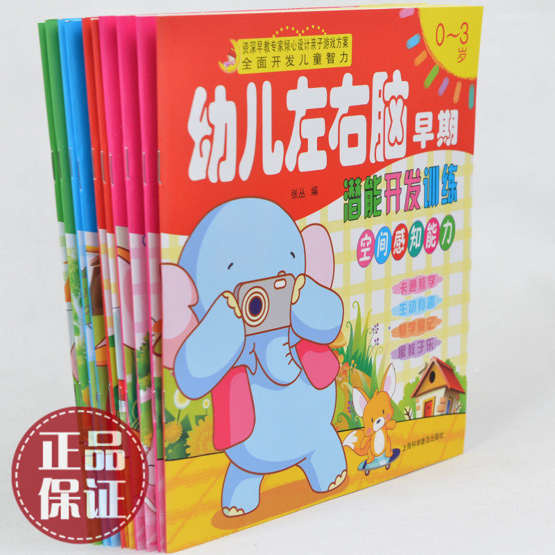 正版幼儿左右脑早期潜能智力开发训练全10册0-3-5岁 聪明宝宝左右脑潜能开发幼儿童左右脑全能智力开发亲子游戏书找不同2-3岁