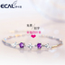 ECAL Icaro Clover 925 Sterling Bạc Vòng Đeo Tay Nữ Nhật Bản và Hàn Quốc Vòng Đeo Tay Sinh Viên Đơn Giản Jewelry Món Quà Sinh Nhật Vòng đeo tay Clasp