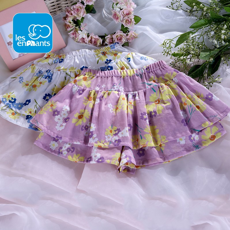 丽婴房官方正品 夏款女宝宝半身百褶群布棉小花裙
