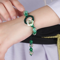 Fresh Mori womens bracelet ancient style hand rope green agate bracelet accessories handwoven girls hand jewelry ethnic style