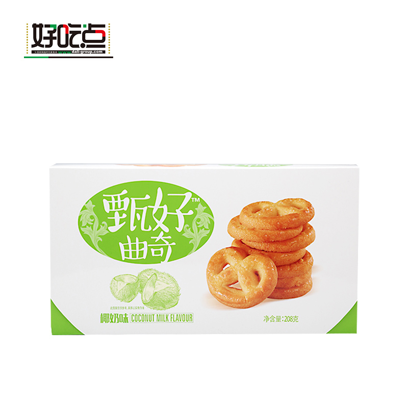 【天猫超市】好吃点甄好曲奇椰奶味208g 办公室休闲食品零食饼干