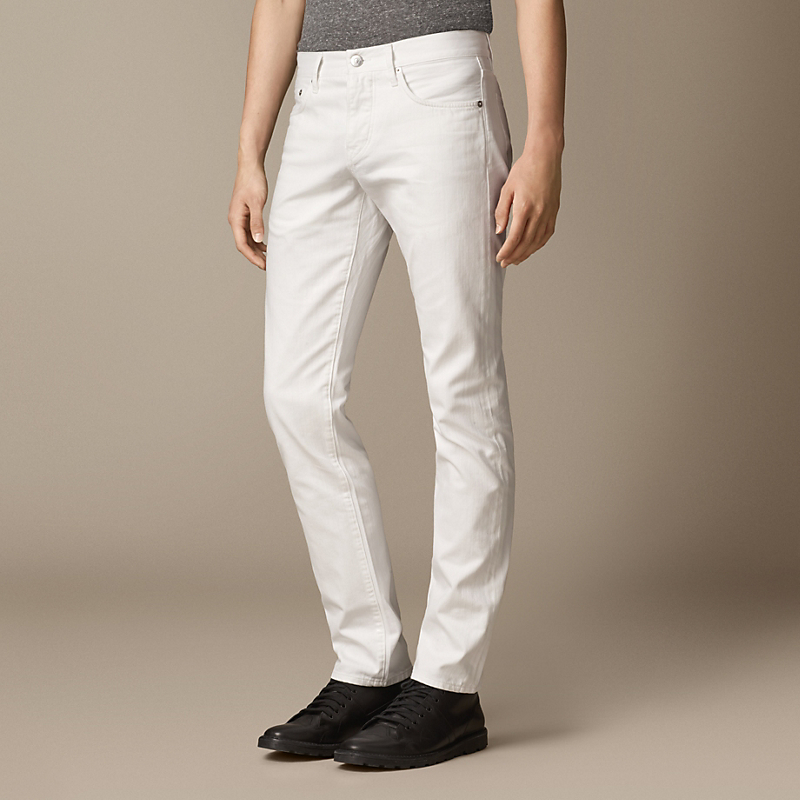 Burberry博柏利 男士直版剪裁白色牛仔裤 39310401