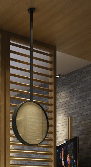 Hanging rod round mirror bathroom mirror hotel room bathroom mirror ceiling hanging mirror hanging bathroom mirror