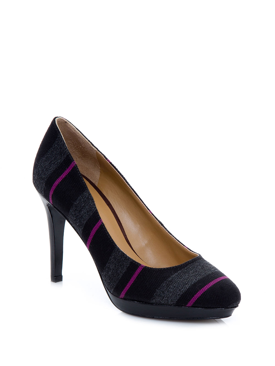 Nine West/玖熙 黑底条纹印花高跟鞋