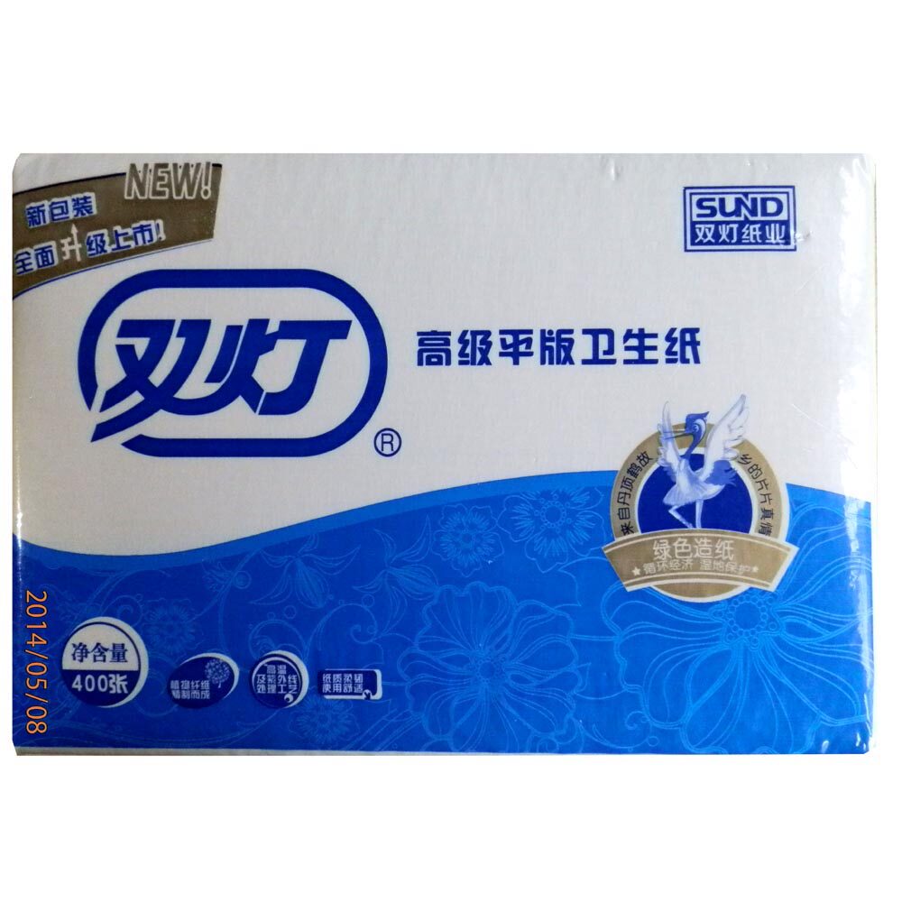 【天猫超市】双灯平板卫生纸高级平板纸400张100%苇草浆草纸