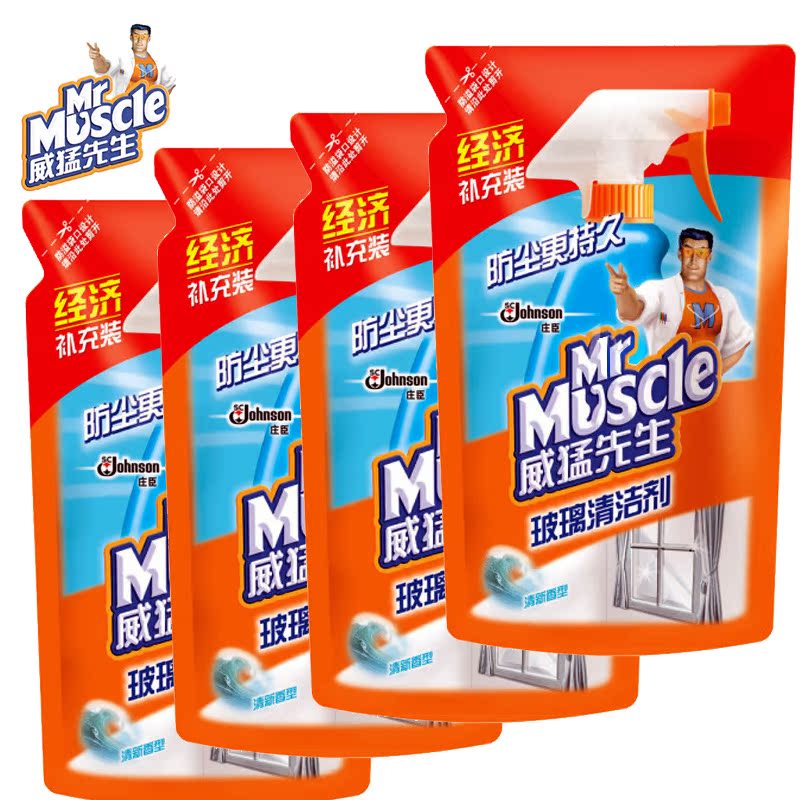 Mr Muscle/威猛先生玻璃清洁剂补充装420g*4 （经济补充装）包邮