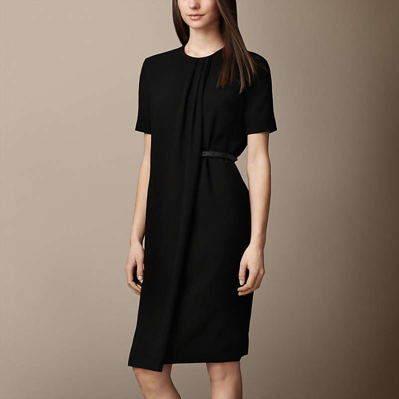 Burberry博柏利 女士缎面背衬绉丝系带连衣裙 39461531