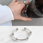 S925 sterling bạc đơn giản nhẫn nữ hipster cá tính khoảng nhỏ bóng nhỏ ngón tay chung nhẫn quà tặng trang sức Hàn Quốc
