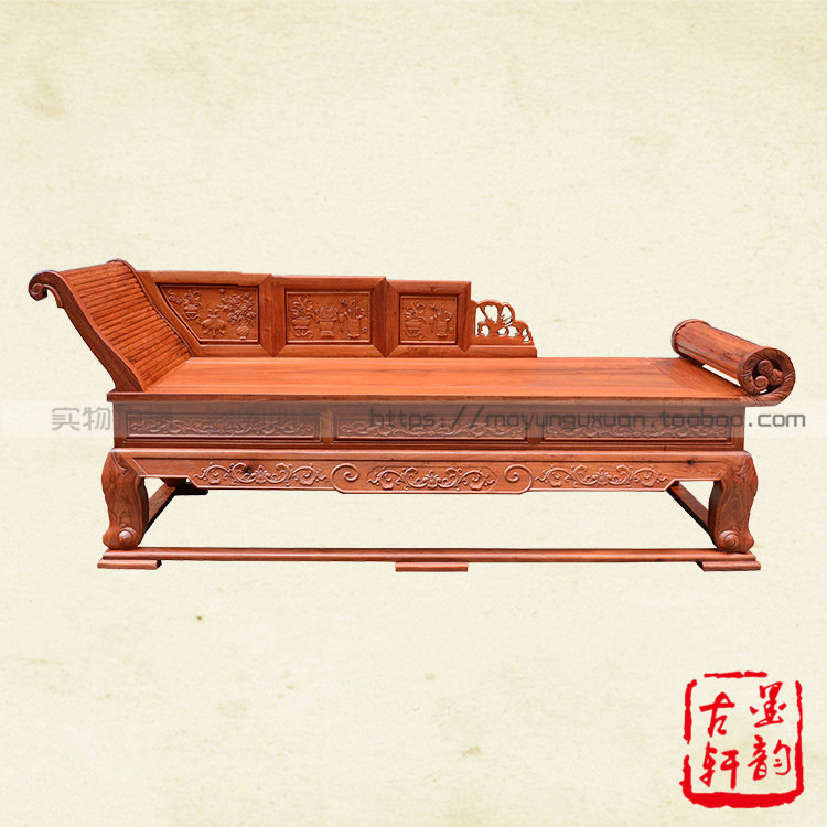 Burmese rosewood chaise longue bed, big fruit red sandalwood beauty couch, mahogany lounge chair, leisure bed, mahogany arhat collapse
