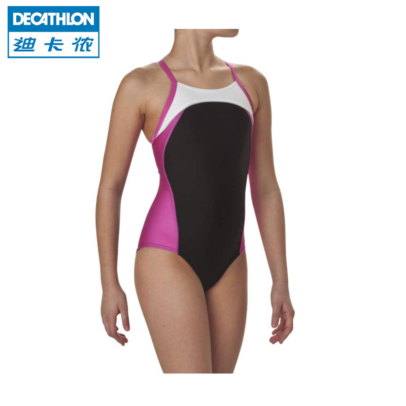 迪卡侬 儿童女童女孩连体三角泳衣 高抗氯训练泳衣 NABAIJI