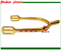 锌合金英式马刺，金黄色。镶粉红色水晶。送马刺绑带。女生专用