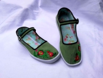 Spring and Autumn women's cloth shoes embroidered shoes national style buckle with student shoes single shoes buckle shallow mouth flat bottom