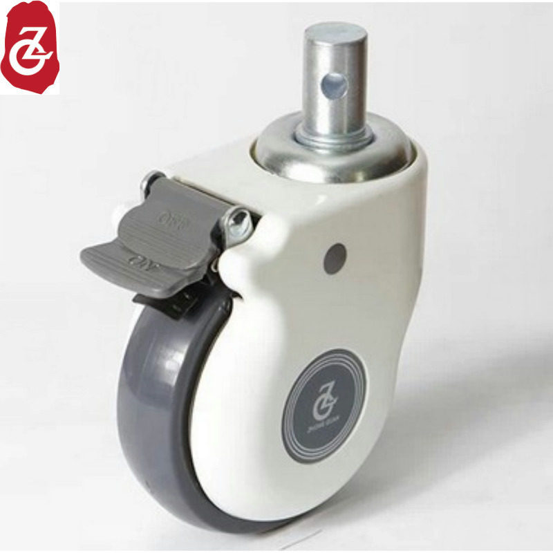 Middle crown casters 5 inch covered medical bed stretcher car ambulance silent wheel 28 plug-in brake universal wheel