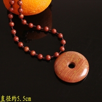 Authentic Shandong Surabaya Fugui Red Stone 8mm Bianstone Ping Button Pendant Necklace Bian Stone Necklace Hand Woven