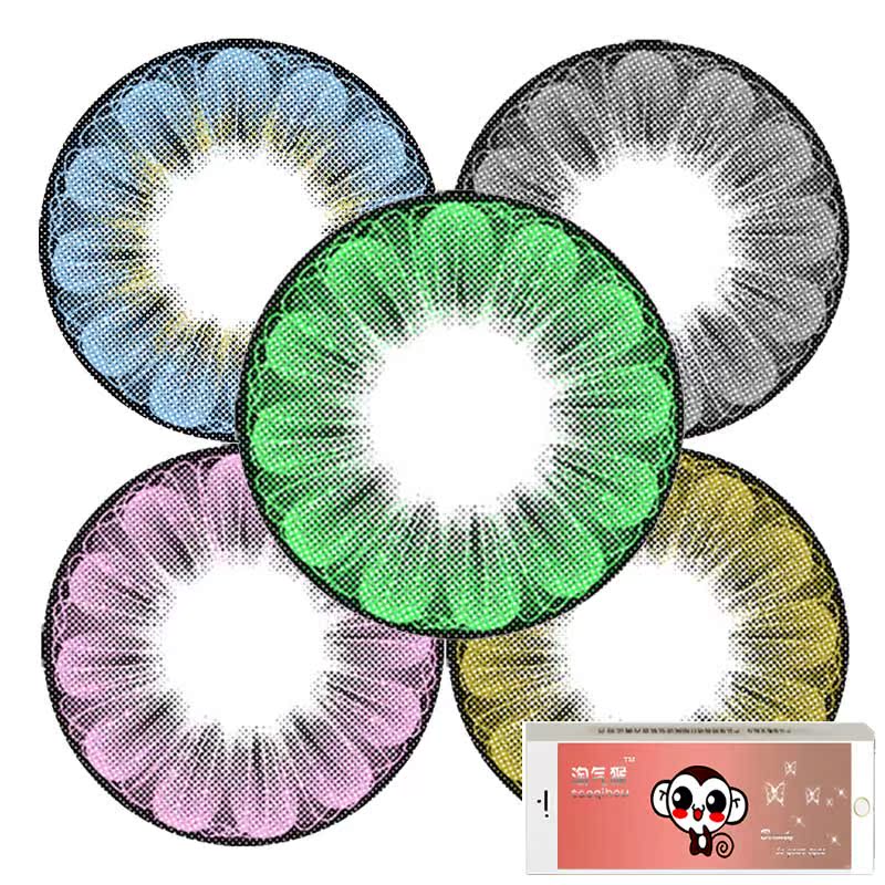 淘气猴显色绿红Cosplay万圣节美瞳大梅花蓝色灰色隐形眼镜年抛TQH