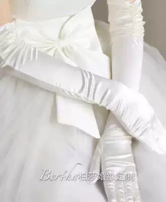 Bertha2014 autumn and winter fashion simple long version of forged face double row pearl wedding gloves for sale