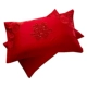 Vỏ gối bằng vải cotton thêu lớn màu đỏ satin Bộ đồ giường cưới Một đôi 48 * 74CM chính hãng