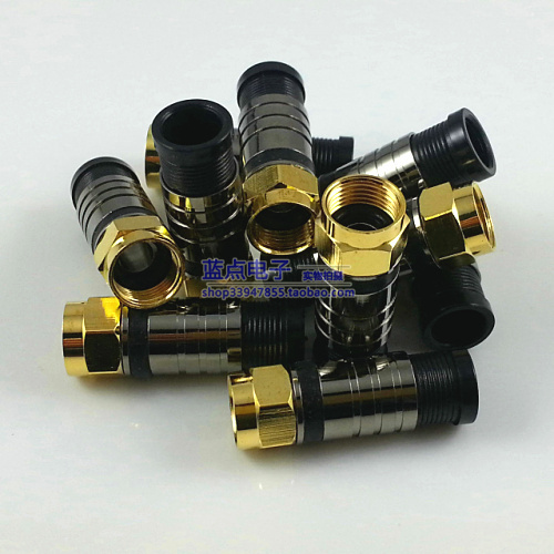 Export fever gold plated all copper inch extrusion F head 75-5 RG6 four shielding wire with waterproof does not fall off