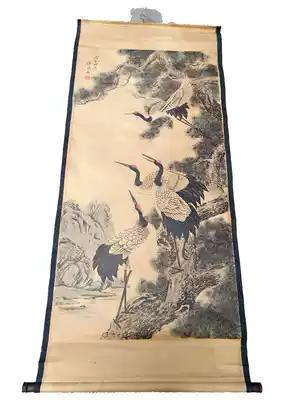 Antique collection antique calligraphy and painting Chinese painting celebrity landscape painting 1 fairy crane picture living room decoration painting has been mounted