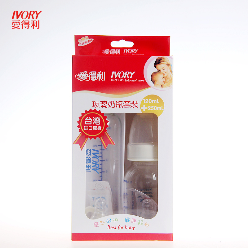 爱得利婴儿标口台湾进口瓶身玻璃奶瓶 储奶瓶2只装120-250ml A88
