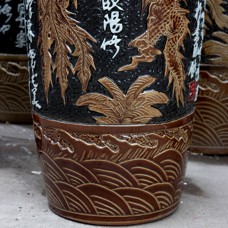 Jingdezhen ceramic sitting room of large vase household wine marktplatz handicraftsmen archaize large carving furnishing articles