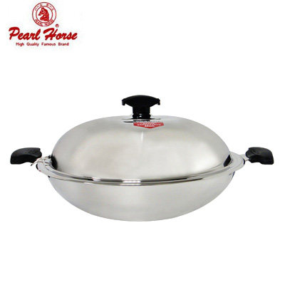 PayEasy官网直邮日本Pearl Horse厚釜七层复合金双耳炒锅/40cm